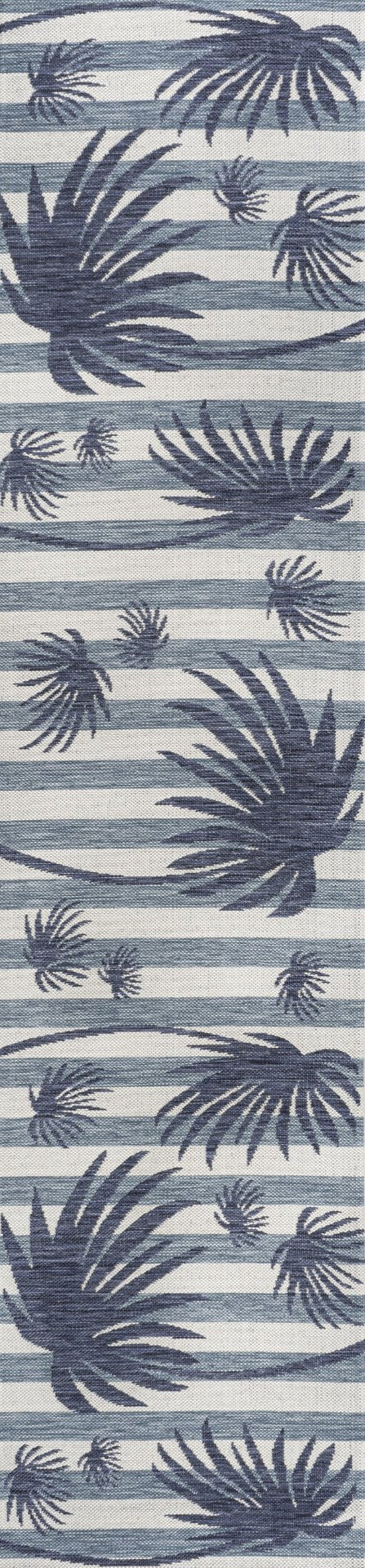 HomeRoots 8' Navy Blue & Cream Floral Runner Rug – Elegant Indoor/Outdoor Accent for Hallways & Patios 704730