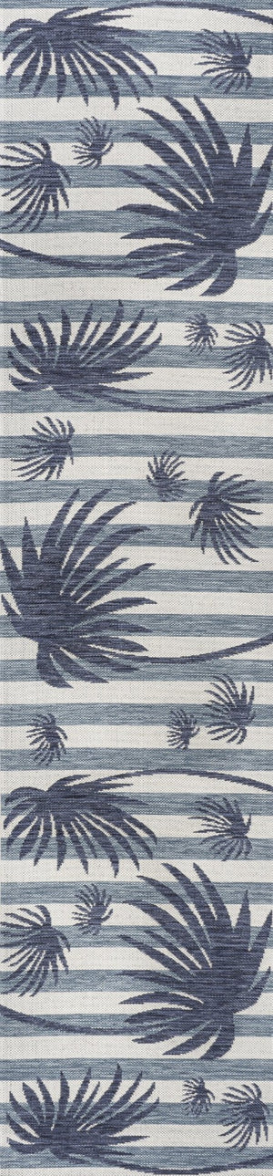 HomeRoots 8' Navy Blue & Cream Floral Runner Rug – Elegant Indoor/Outdoor Accent for Hallways & Patios 704730