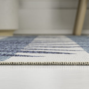 HomeRoots 5' Navy Blue and Cream Floral Area Rug - Indoor/Outdoor, Durable, Easy-Clean, Versatile Design 704733