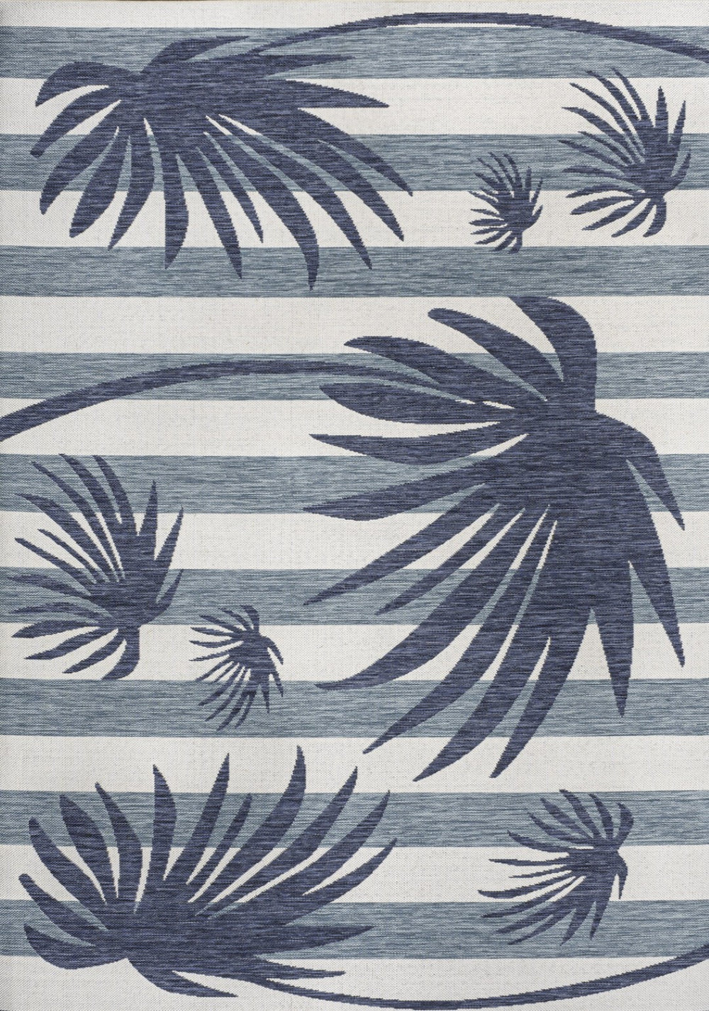 HomeRoots 8' X 10' Navy Blue & Cream Floral Area Rug - Indoor/Outdoor Elegance, Durable & Easy Care Design 704734
