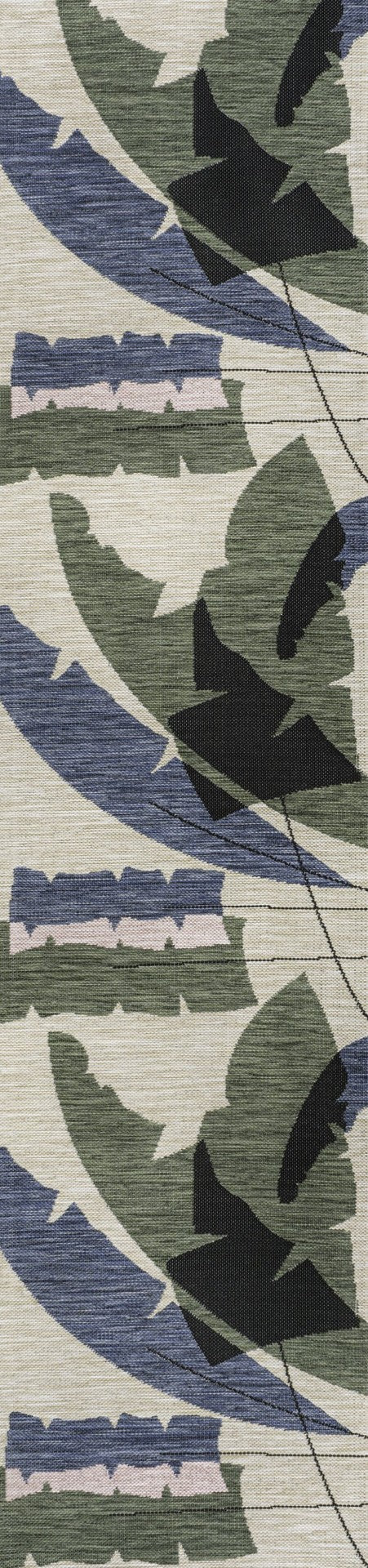 HomeRoots 8' Navy Blue & Cream Abstract Runner Rug - Modern Design for Indoor & Outdoor Spaces, Easy Care 704735