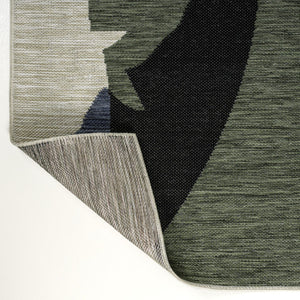 HomeRoots 8' Navy Blue & Cream Abstract Runner Rug - Modern Design for Indoor & Outdoor Spaces, Easy Care 704735