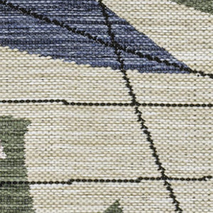 HomeRoots 8' Navy Blue & Cream Abstract Runner Rug - Modern Design for Indoor & Outdoor Spaces, Easy Care 704735