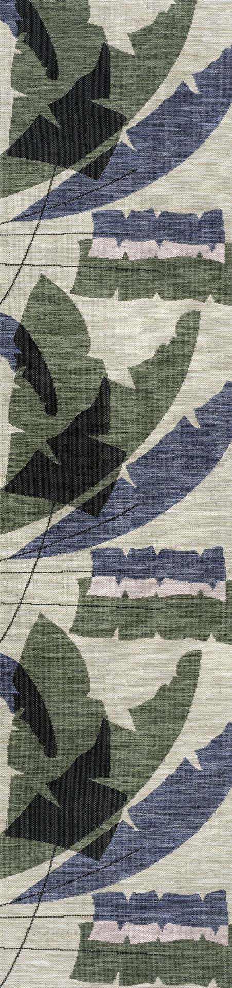 HomeRoots 8' Navy Blue & Cream Abstract Runner Rug - Modern Design for Indoor & Outdoor Spaces, Easy Care 704735