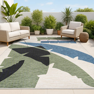 HomeRoots 3' X 5' Navy Blue and Cream Abstract Area Rug – Stylish Durability for Indoor & Outdoor Spaces! 704736