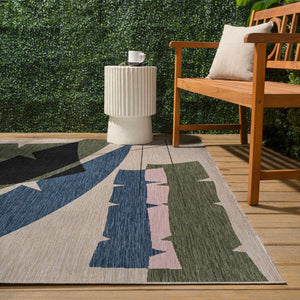 HomeRoots 3' X 5' Navy Blue and Cream Abstract Area Rug – Stylish Durability for Indoor & Outdoor Spaces! 704736
