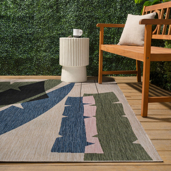 HomeRoots 3' X 5' Navy Blue and Cream Abstract Area Rug – Stylish Durability for Indoor & Outdoor Spaces! 704736