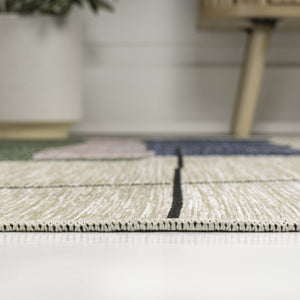 HomeRoots 3' X 5' Navy Blue and Cream Abstract Area Rug – Stylish Durability for Indoor & Outdoor Spaces! 704736