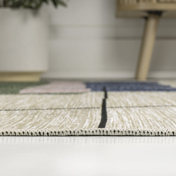 HomeRoots 3' X 5' Navy Blue and Cream Abstract Area Rug – Stylish Durability for Indoor & Outdoor Spaces! 704736