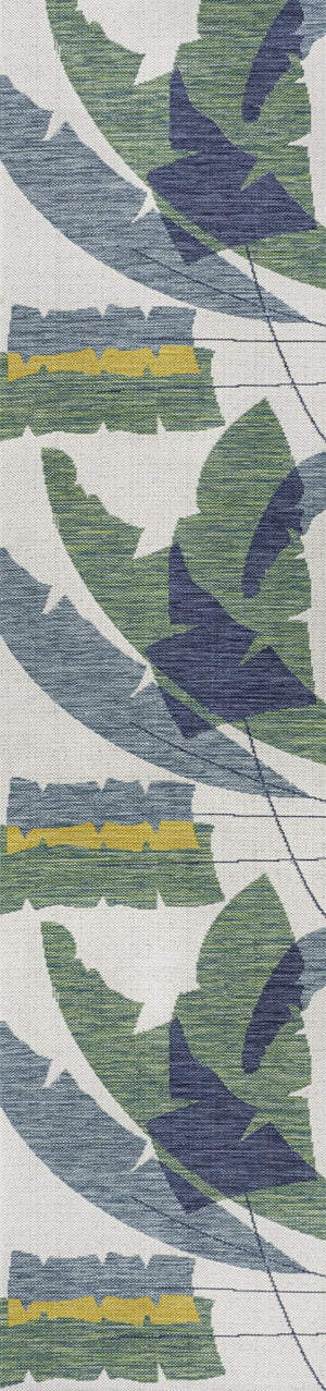 HomeRoots 8' Green Abstract Indoor-Outdoor Runner Rug - Durable, Stylish, Easy-Clean Design for High-Traffic Areas 704740