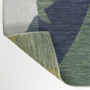 HomeRoots 8' Green Abstract Indoor-Outdoor Runner Rug - Durable, Stylish, Easy-Clean Design for High-Traffic Areas 704740