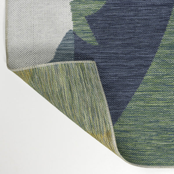 HomeRoots 8' Green Abstract Indoor-Outdoor Runner Rug - Durable, Stylish, Easy-Clean Design for High-Traffic Areas 704740