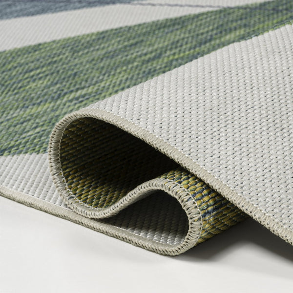 HomeRoots 8' Green Abstract Indoor-Outdoor Runner Rug - Durable, Stylish, Easy-Clean Design for High-Traffic Areas 704740