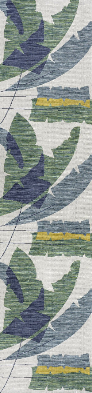 HomeRoots 8' Green Abstract Indoor-Outdoor Runner Rug - Durable, Stylish, Easy-Clean Design for High-Traffic Areas 704740