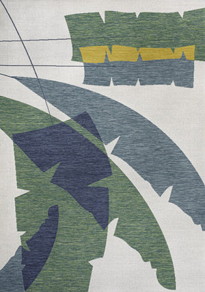 HomeRoots 4' Modern Green and Cream Abstract Area Rug - Versatile Indoor/Outdoor Design for Any Space! 704742