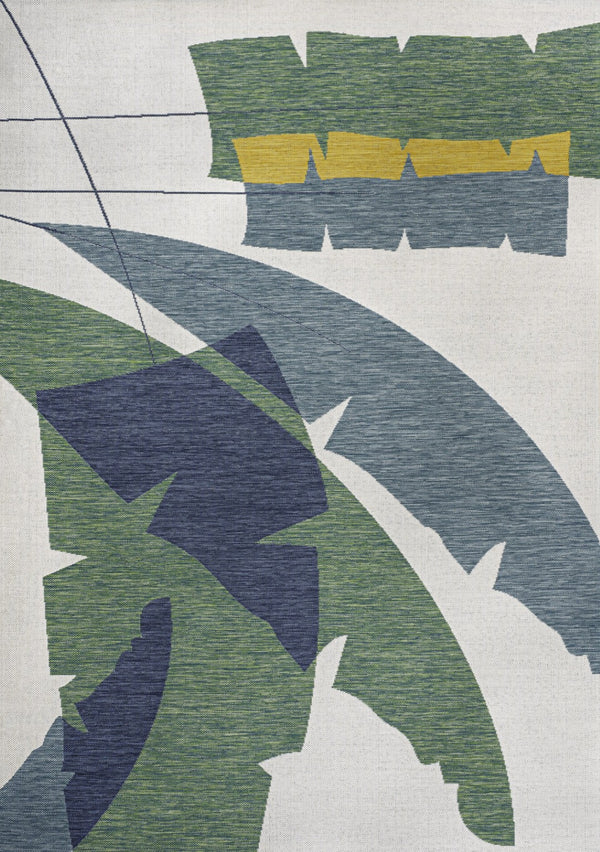 HomeRoots 4' Modern Green and Cream Abstract Area Rug - Versatile Indoor/Outdoor Design for Any Space! 704742