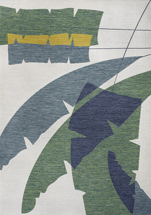 HomeRoots 5' Contemporary Green and Cream Abstract Area Rug for Indoor and Outdoor Spaces - Stylish & Durable! 704743