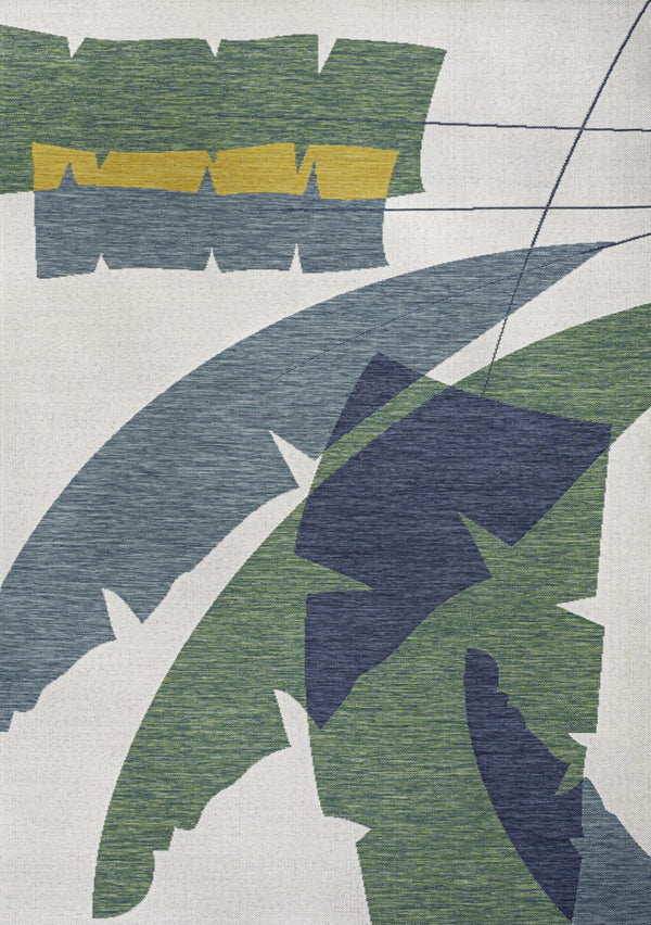 HomeRoots 5' Contemporary Green and Cream Abstract Area Rug for Indoor and Outdoor Spaces - Stylish & Durable! 704743