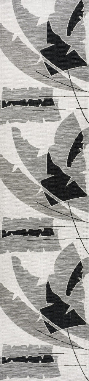 HomeRoots 8' Gray And Cream Abstract Runner Rug - Stylish Indoor/Outdoor Accent for High-Traffic Areas 704745