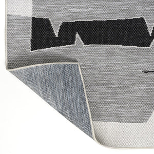 HomeRoots 8' Gray And Cream Abstract Runner Rug - Stylish Indoor/Outdoor Accent for High-Traffic Areas 704745