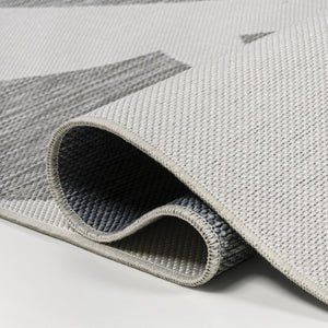 HomeRoots 8' Gray And Cream Abstract Runner Rug - Stylish Indoor/Outdoor Accent for High-Traffic Areas 704745