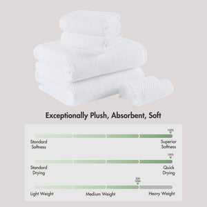 JLA Home Madison Park - 100% Cotton Plush Quick-Dry 6-Piece Diagonal Ribbed Towel Set — 500GSM Absorbent, Durable, Easy Care MP73-8852