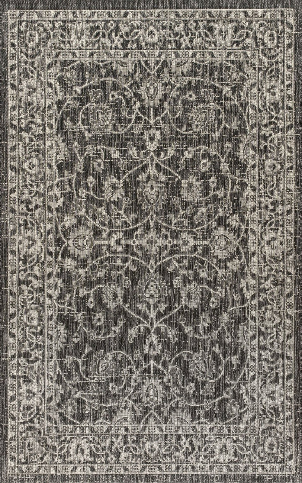 HomeRoots 8' X 10' Black and Gray Medallion Area Rug - Elegant, Durable Design for Indoor/Outdoor Spaces 704754