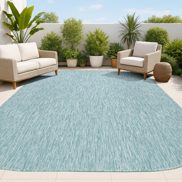 HomeRoots 5' Turquoise Indoor Outdoor Area Rug – Durable, Stylish, Low Maintenance for Patios, Kitchens & More! 704770