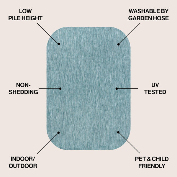 HomeRoots 5' Turquoise Indoor Outdoor Area Rug – Durable, Stylish, Low Maintenance for Patios, Kitchens & More! 704770