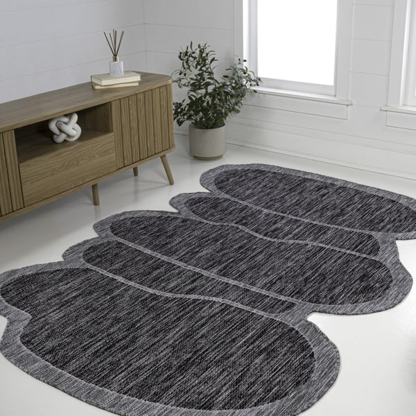 HomeRoots 6' X 9' Dark Gray Medallion Area Rug – Stylish Indoor/Outdoor Accent for Any Space, Durable & Easy Care 704776