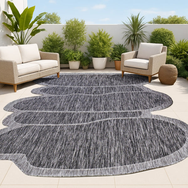 HomeRoots 9' X 12' Dark Gray Medallion Area Rug – Indoor/Outdoor Versatile Design for Modern Spaces & Durability 704778