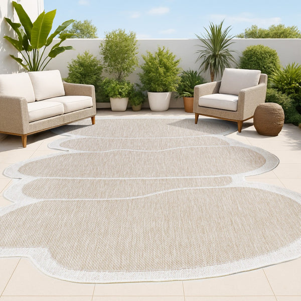 HomeRoots 6' Elegant Beige and Cream Medallion Area Rug for Indoor/Outdoor Use - Durable, Stylish, Versatile! 704781