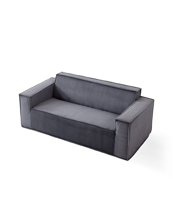 English Elm Sofa-in-a-Box, Memory Foam 3-Seater with Plush Corduroy Upholstery, 25.6" Deep Seat, No Assembly, Gray W1960P336129