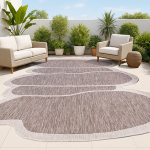 HomeRoots 9' Light Brown & Beige Medallion Area Rug - Durable Indoor/Outdoor Design for Timeless Style & Elegance 704793