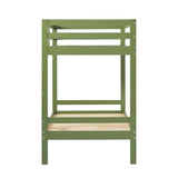 Simple Solid Wood Twin Over Twin Bunk Bed Olive Green SOPB3HOGWP Walker Edison