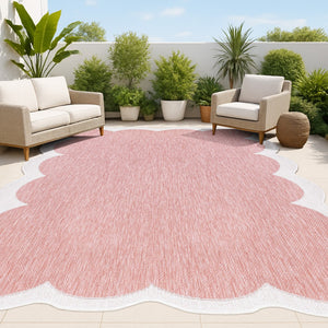 HomeRoots 9' X 12' Elegant Rose and Cream Area Rug - Versatile Indoor/Outdoor Design, Durable & Easy Care! 704803