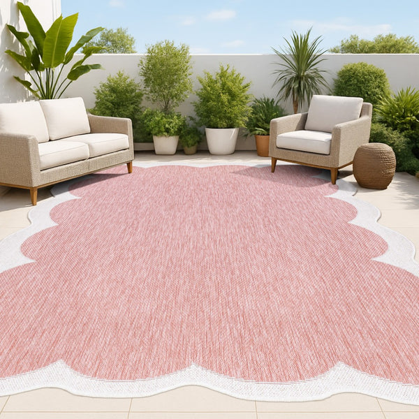 HomeRoots 9' X 12' Elegant Rose and Cream Area Rug - Versatile Indoor/Outdoor Design, Durable & Easy Care! 704803