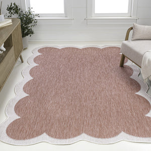 HomeRoots 9' X 12' Elegant Rose and Cream Area Rug - Versatile Indoor/Outdoor Design, Durable & Easy Care! 704803