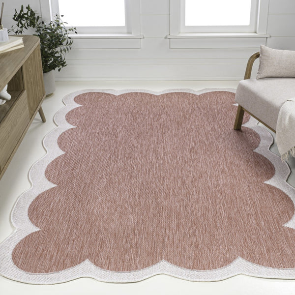 HomeRoots 9' X 12' Elegant Rose and Cream Area Rug - Versatile Indoor/Outdoor Design, Durable & Easy Care! 704803