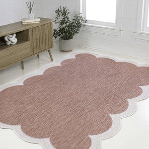 HomeRoots 9' X 12' Elegant Rose and Cream Area Rug - Versatile Indoor/Outdoor Design, Durable & Easy Care! 704803