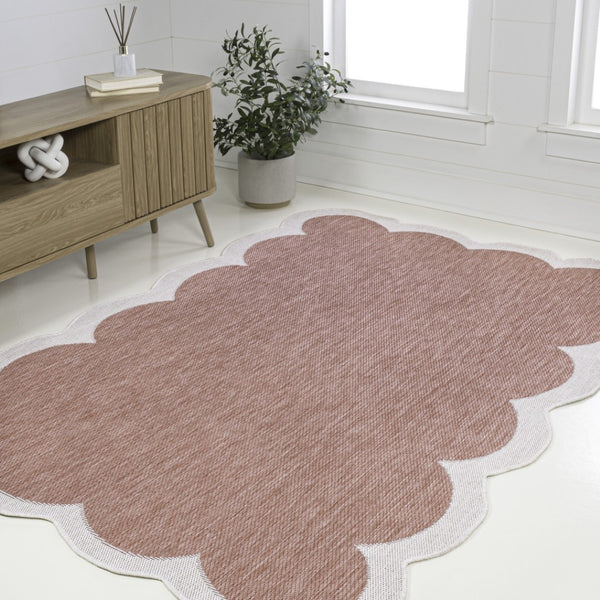 HomeRoots 9' X 12' Elegant Rose and Cream Area Rug - Versatile Indoor/Outdoor Design, Durable & Easy Care! 704803
