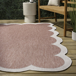HomeRoots 9' X 12' Elegant Rose and Cream Area Rug - Versatile Indoor/Outdoor Design, Durable & Easy Care! 704803