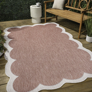 HomeRoots 9' X 12' Elegant Rose and Cream Area Rug - Versatile Indoor/Outdoor Design, Durable & Easy Care! 704803
