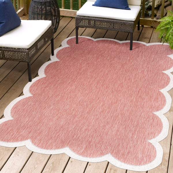 HomeRoots 9' X 12' Elegant Rose and Cream Area Rug - Versatile Indoor/Outdoor Design, Durable & Easy Care! 704803