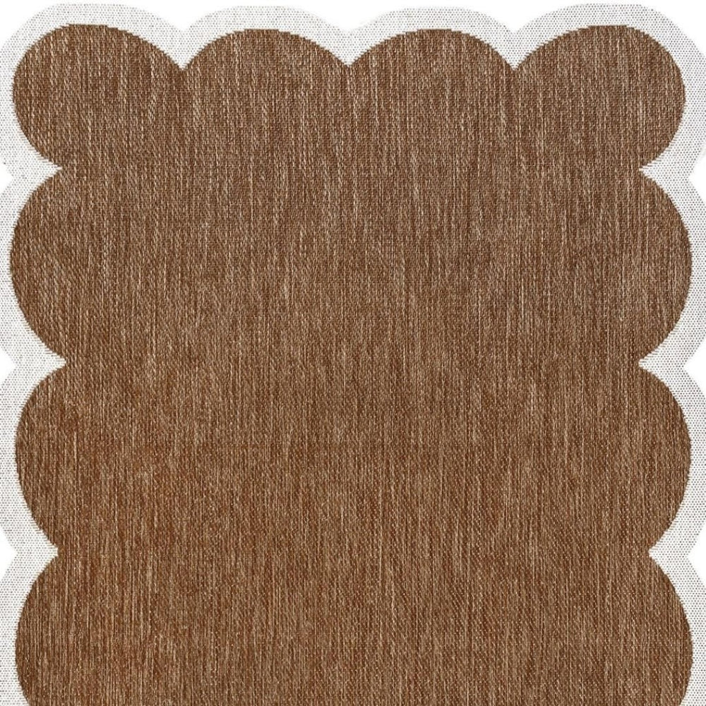 HomeRoots 5' Terra Cotta and Cream Indoor Outdoor Area Rug – Durable, Stylish, Versatile for Any Space! 704805