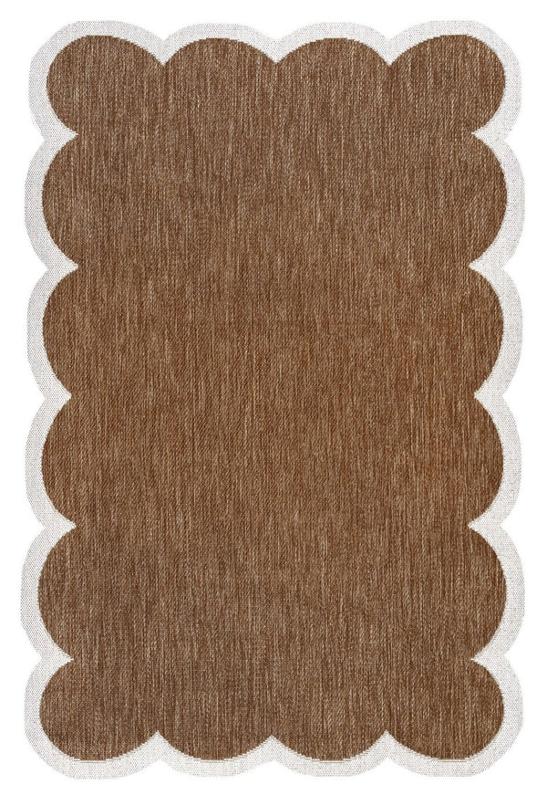 HomeRoots 5' Terra Cotta and Cream Indoor Outdoor Area Rug – Durable, Stylish, Versatile for Any Space! 704805