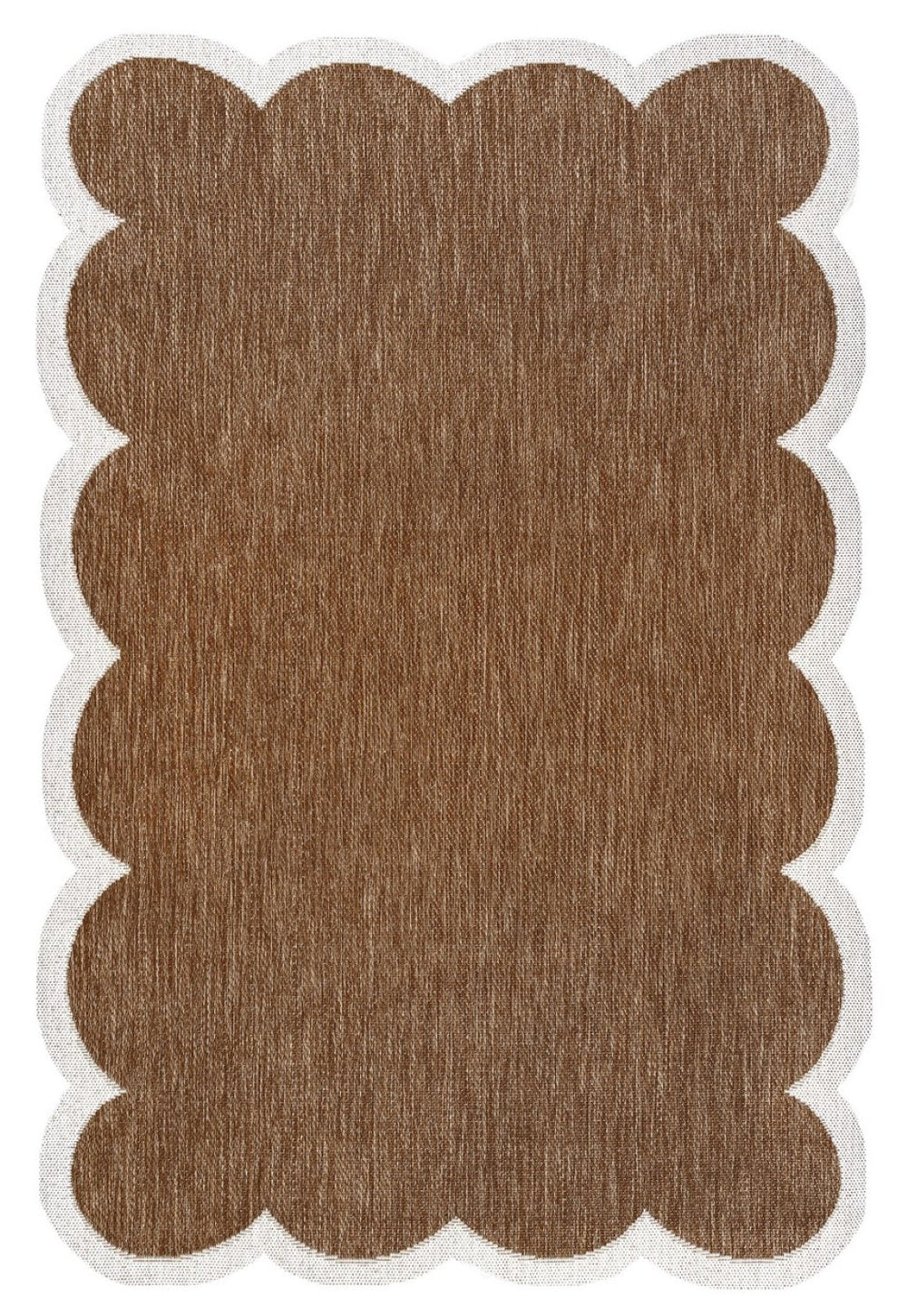 HomeRoots 5' Terra Cotta and Cream Indoor Outdoor Area Rug – Durable, Stylish, Versatile for Any Space! 704805