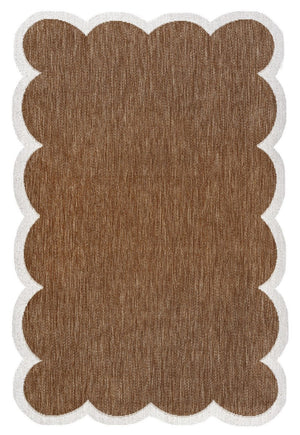 HomeRoots 5' Terra Cotta and Cream Indoor Outdoor Area Rug – Durable, Stylish, Versatile for Any Space! 704805