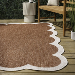 HomeRoots 5' Terra Cotta and Cream Indoor Outdoor Area Rug – Durable, Stylish, Versatile for Any Space! 704805
