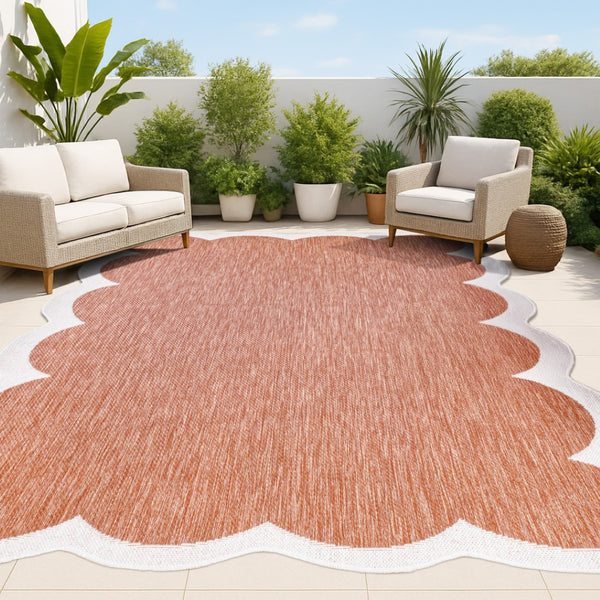 HomeRoots 8' X 10' Terra Cotta and Cream Area Rug - Durable Indoor/Outdoor Design, Easy Care, Stylish Accent 704807